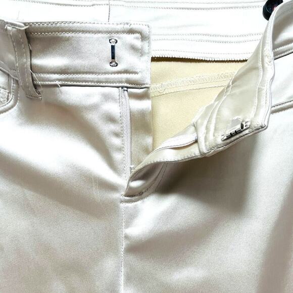 Xscape By Joanna Chen Satin Straight Leg Dress Pant Pull On Cream Women's Size 6 - Picture 3 of 6